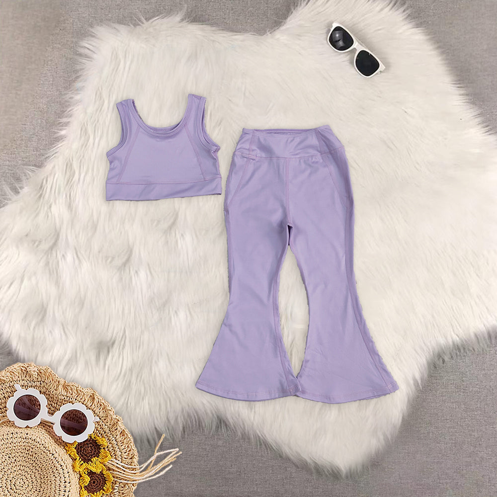 RTS NO MOQ Sibling baby girl clothes yoga short-sleeved skirt suit and long sleeve sets and short sleeve pants sets