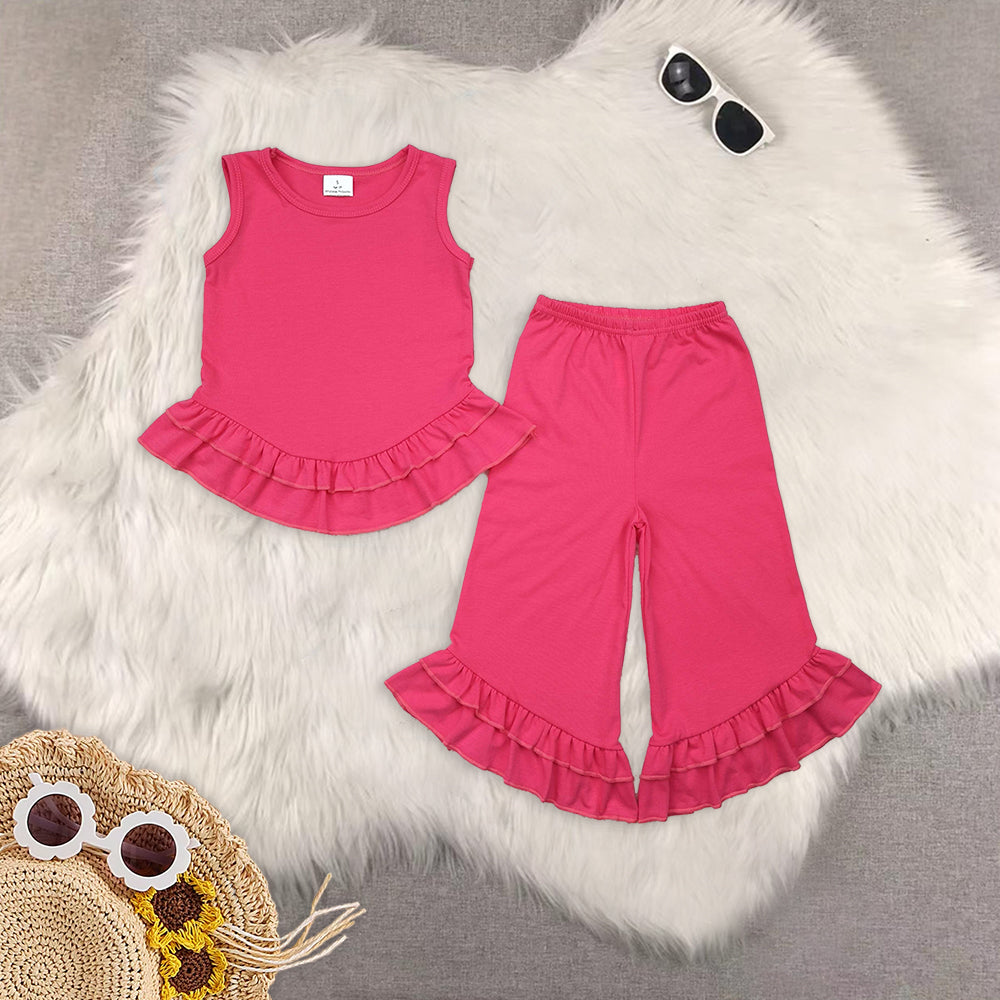 RTS NO MOQ Sibling Baby Girls Long Sleeve Pants Set and short sleeve pants sets