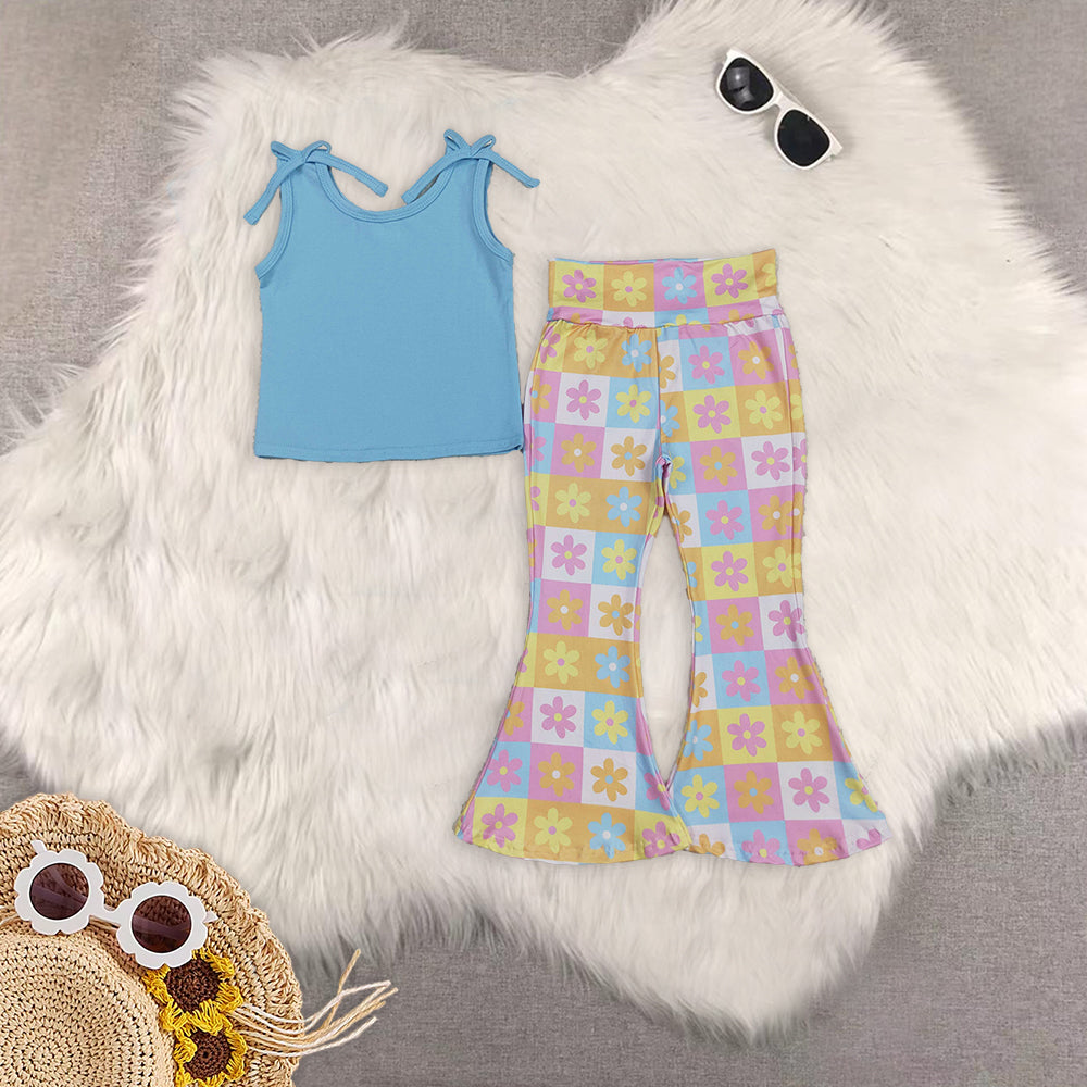RTS Sibling baby girl clothes floral plaid Short Sleeve Shorts pants sets romper