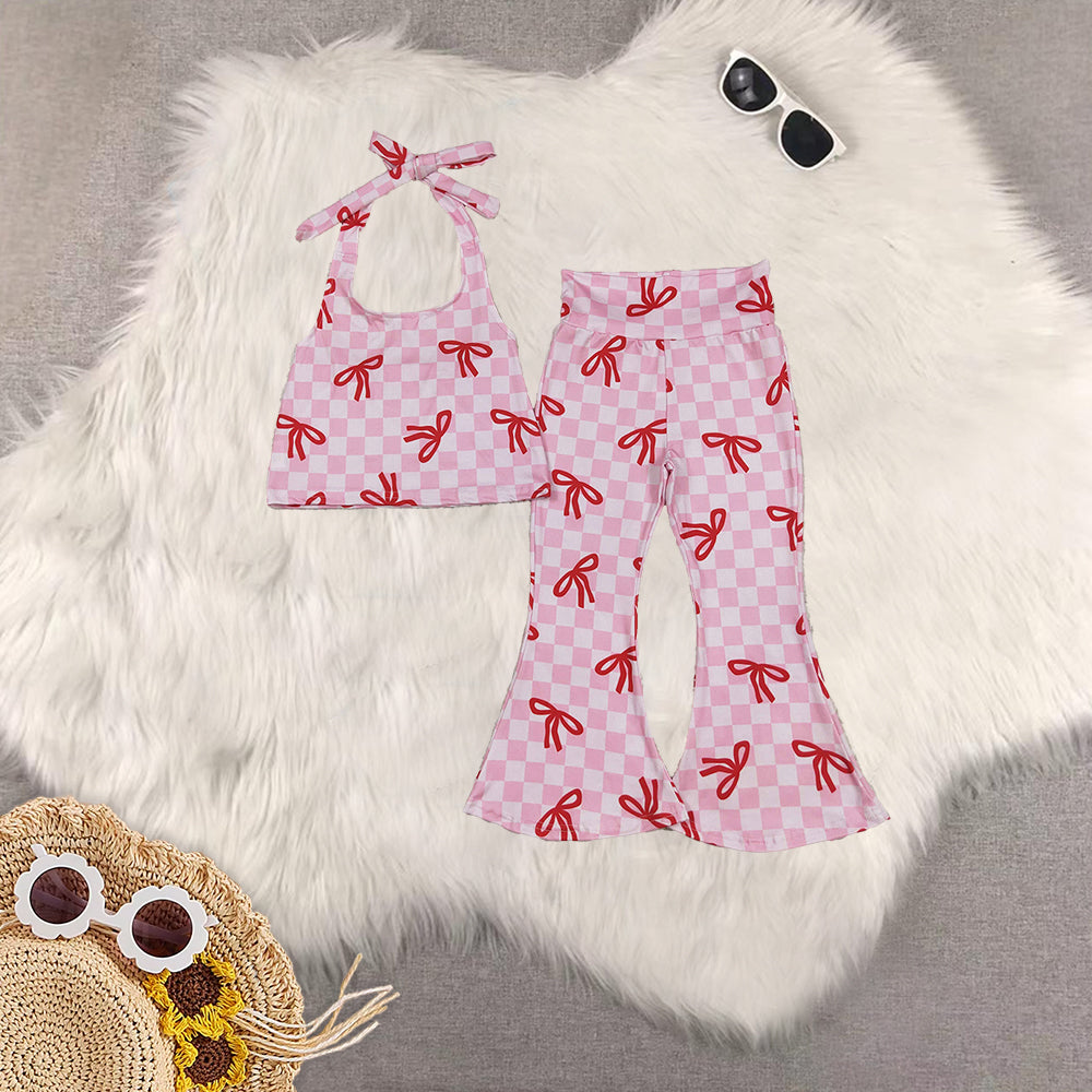 RTS Sibling baby girl clothes floral plaid Short Sleeve pants sets