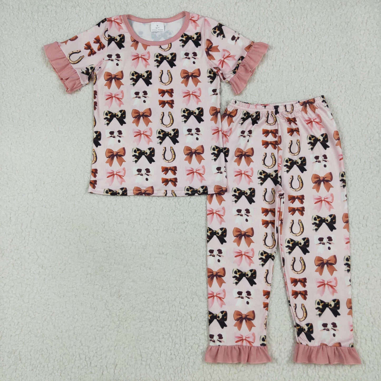 RTS NO MOQ baby Girls clothes bow short sleeve pants Sets romper
