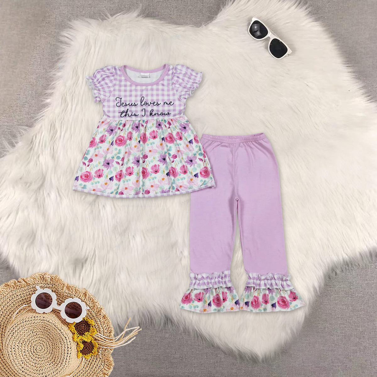 RTS NO MOQ sibling baby girls clothes floral short sleeve Clothes Sets and romper