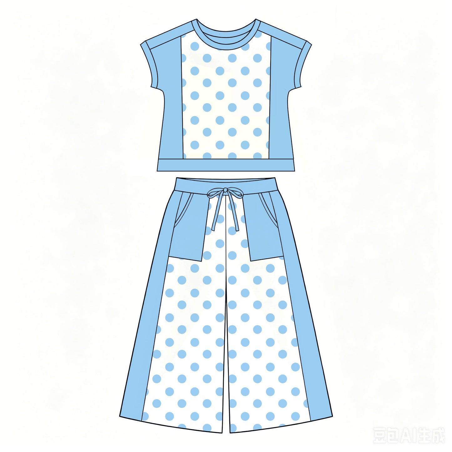 (Preorder new) No moq Yoga Baby Girls Peach Polka Dots Print Top With Pockets Flare Pant Two Piece Clothes Sets