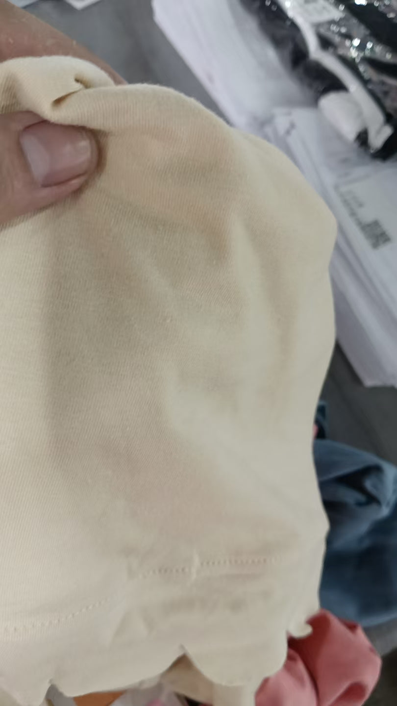 (Sample) No moq milk silk GSPO2340（GT1770+P1078）Baby Girls White Short Sleeve Shirts Top Flare Pant Scallop