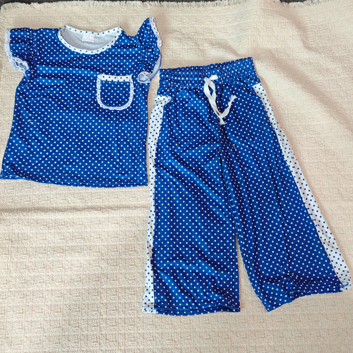 Sibling Baby Girls Flutter Sleeve Polka Dots Top with Pockets Flare Pants Clothes Set, Toddler Girl Casual Outfit