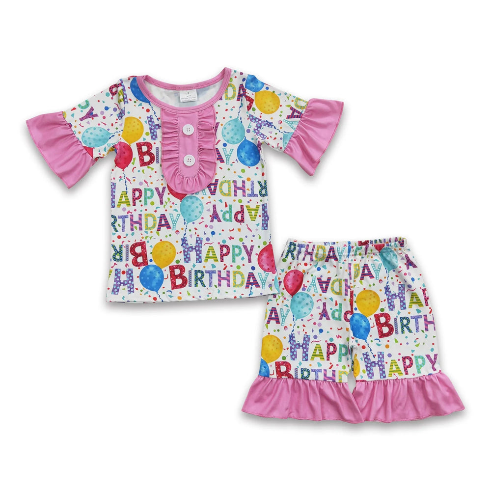 RTS NO MOQ Sibling milk silk Baby Girls Boys Birthday Party Print Top Matching Pants Pajamas Clothes Set