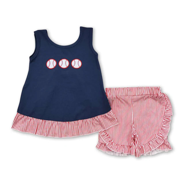 RTS NO MOQ Sibling milk silk Baby Boys Embroidery Baseball Top Shorts Bummies Outfits Clothes Sets