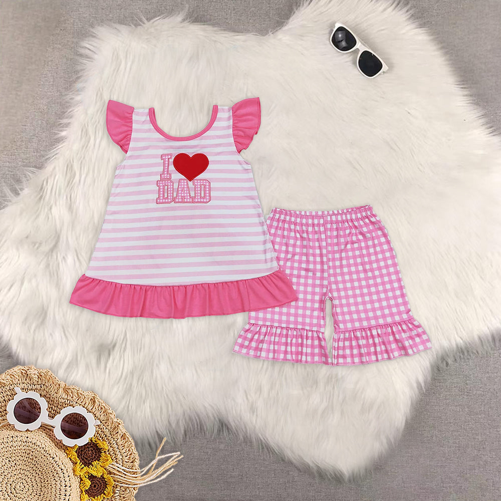 RTS NO MOQ baby girls Clothes birthday short sleeve shorts Sets