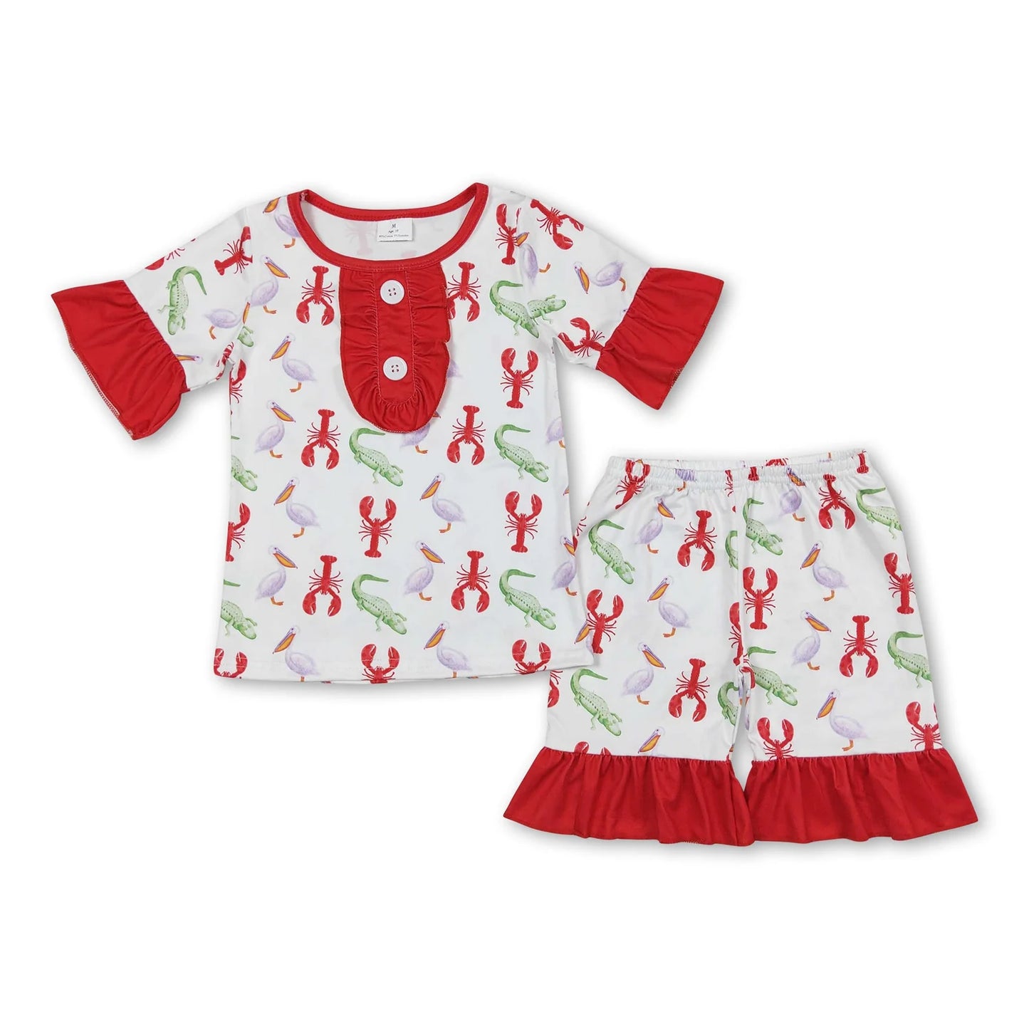 RTS NO MOQ Sibling milk silk Baby Girls Cute Short Sleeve Shirt Top Ruffle Shorts Pajama Set