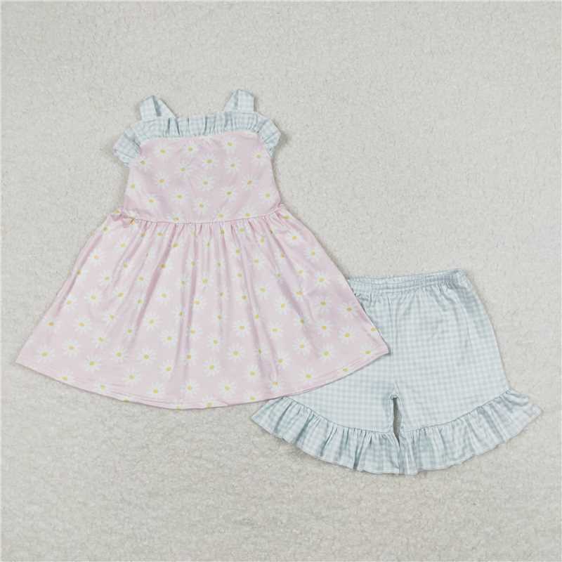 RTS NO MOQ Girls clothes floral short sleeve Clothes Sets dress romper