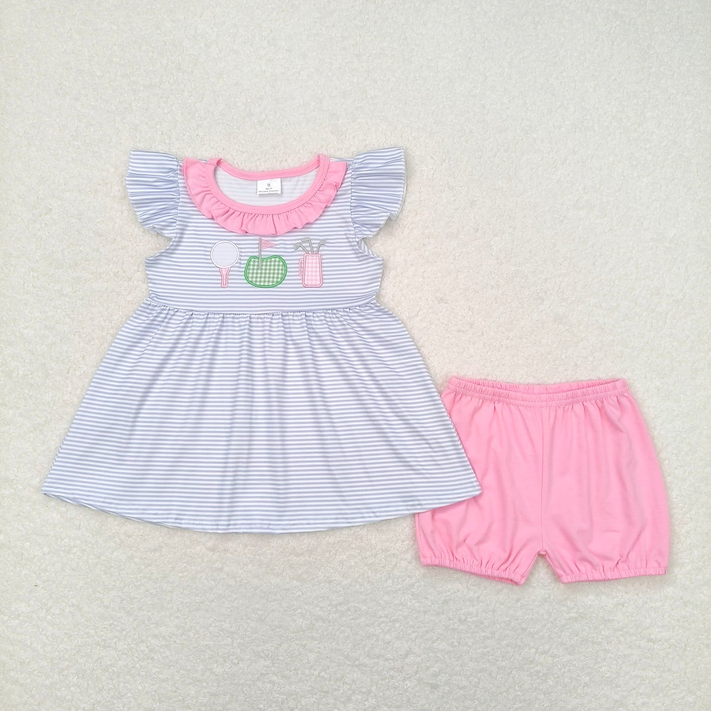 RTS Boys and girls embroidery baseball Short Sleeve Shorts sets romper