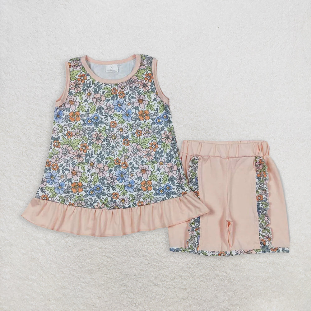 RTS NO MOQ Sibling baby girls Clothes short sleeve shorts Sets