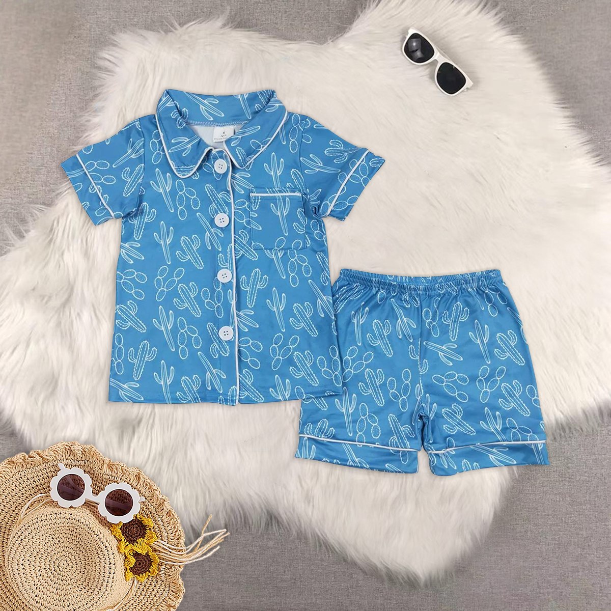 RTS NO MOQ Sibling baby Girls Boys shorts sleeve Clothes pajamas Sets