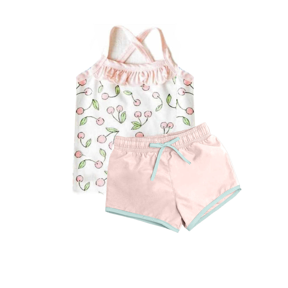 RTS GSSO0865 Girls cherry suspender shorts summer suit