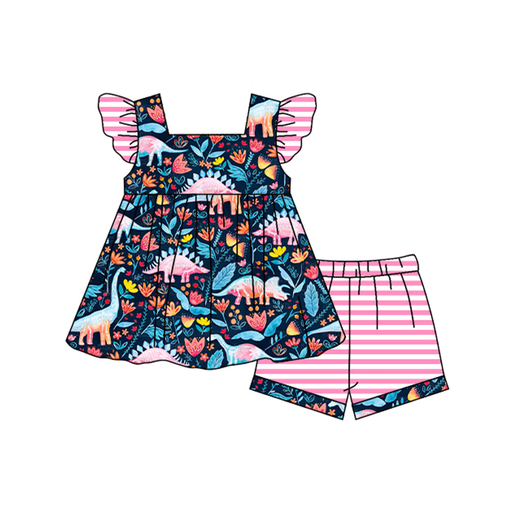 GSSO0947 pre-order baby girl clothes dinosaur toddler girl summer outfit