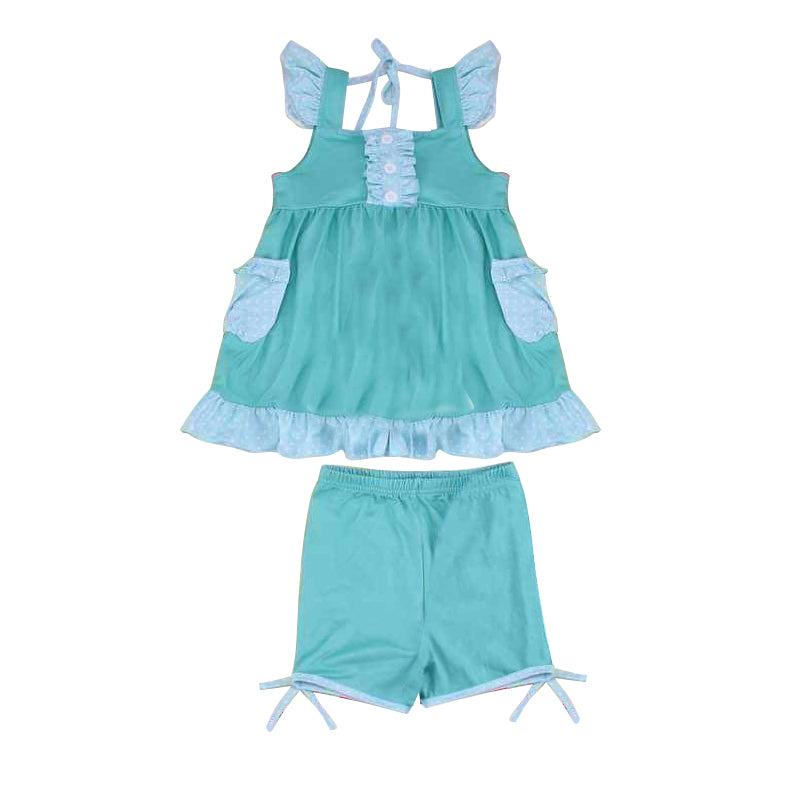 GSSO0972 pre-order baby girl clothes green toddler girl summer outfit