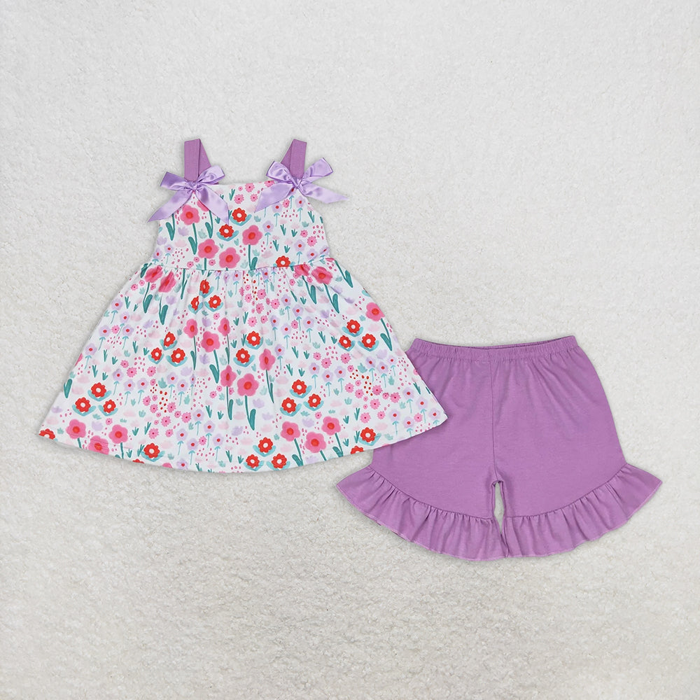 RTS NO MOQ Girls clothes floral short sleeve Clothes Sets romper