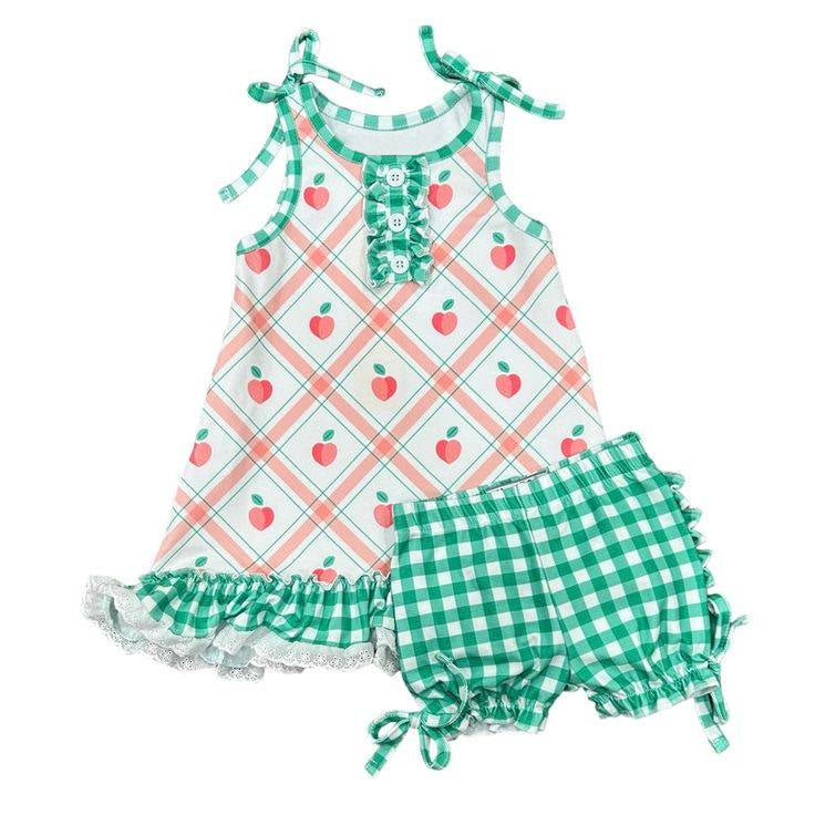 GSSO1137 pre-order baby girl clothes peach toddler girl summer outfit