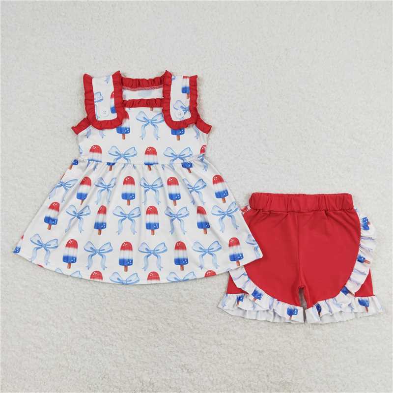 RTS NO MOQ baby girls clothes bow short sleeve Rompers Clothes Sets