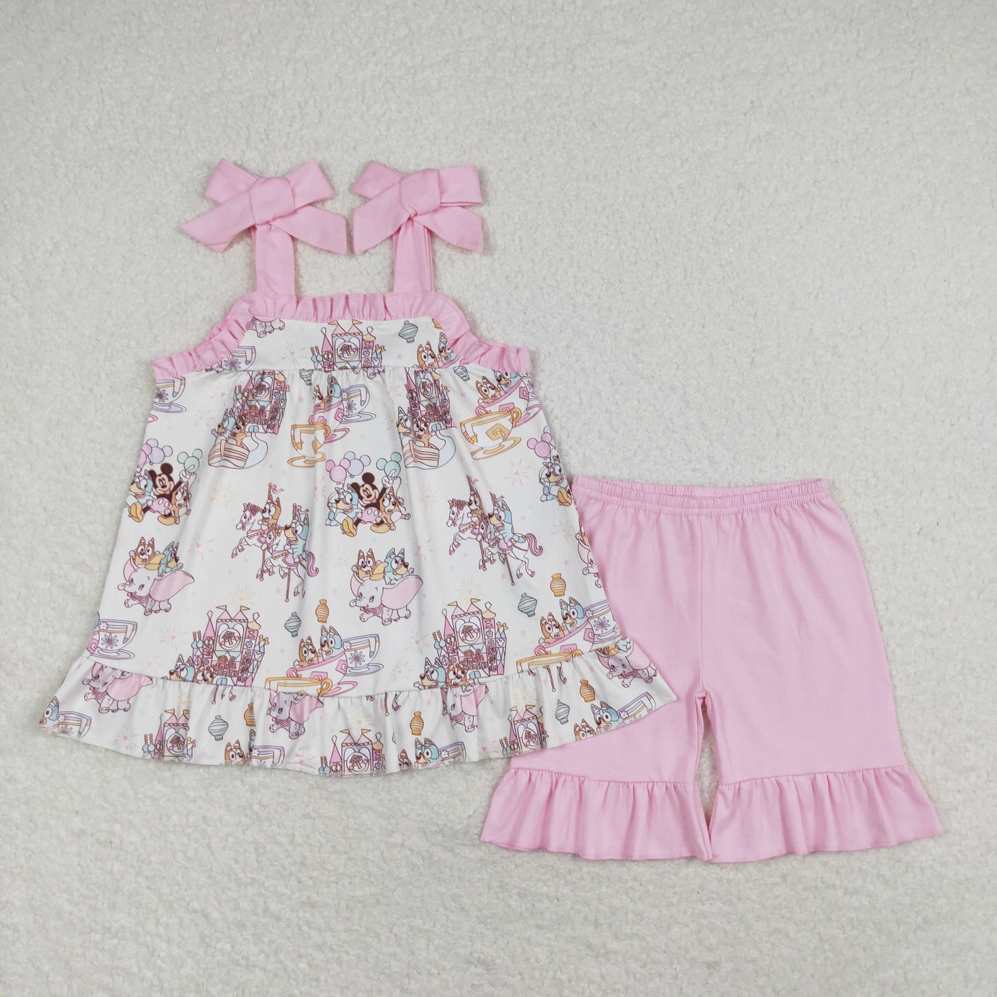 Cute Clothes GSSO1176  pink Strap shorts suit