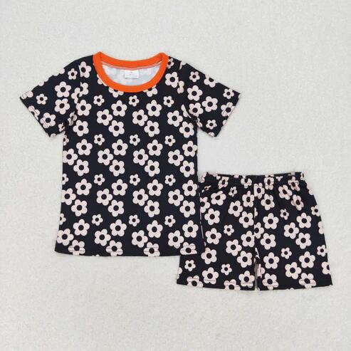RTS NO MOQ Sibling Baby Girls Summer Clothes Set Short Sleeve Colorful Flowers Top with Shorts Cute Infant Outfit