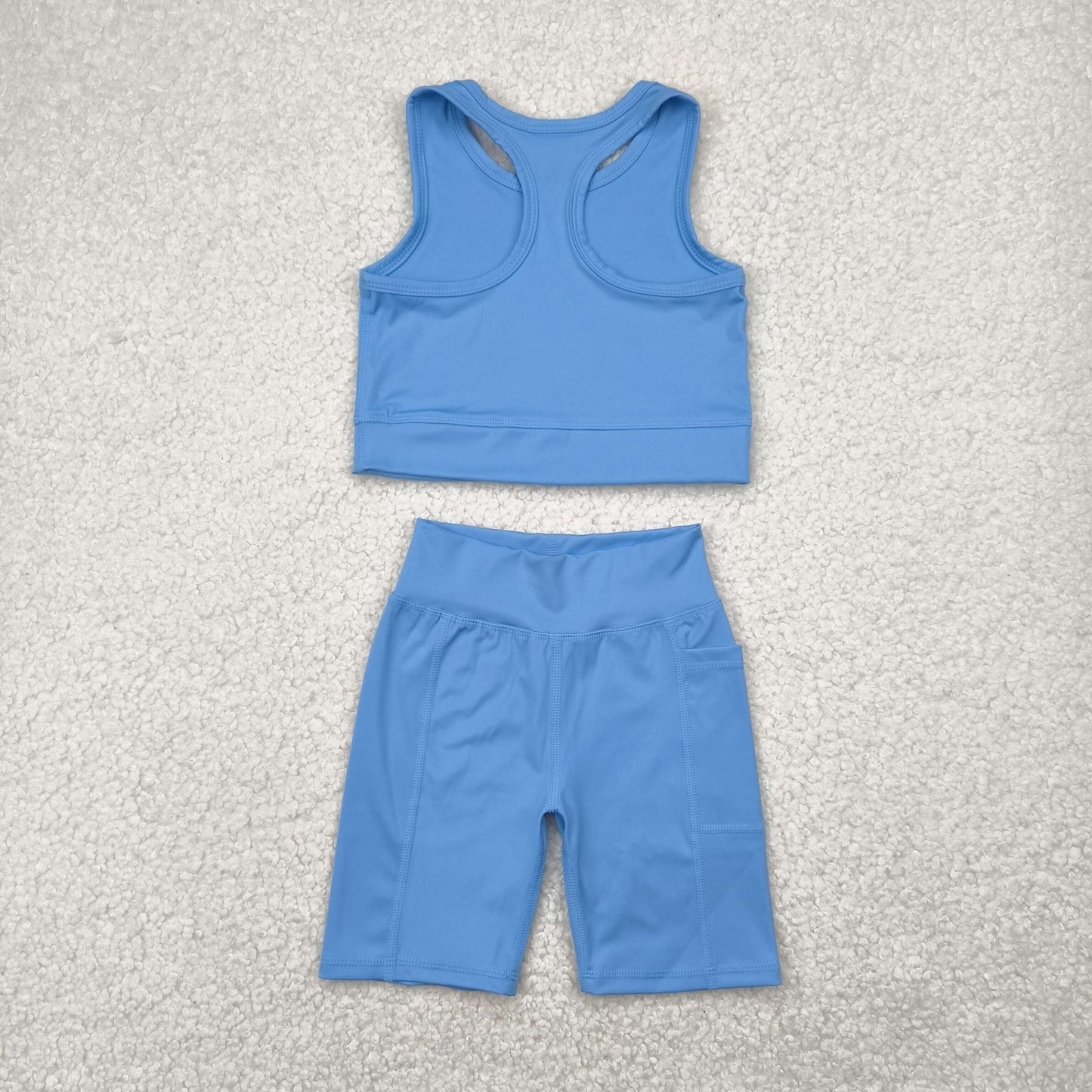 RTS NO MOQ GSSO1515 Pure blue vest shorts yoga suit