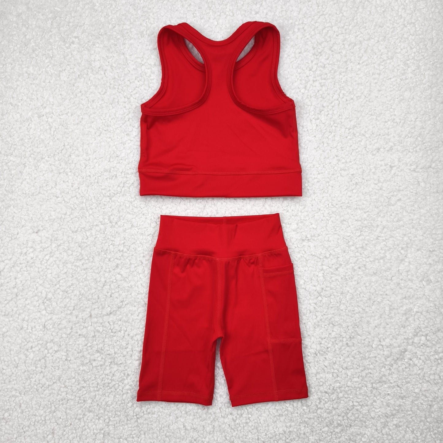 RTS NO MOQ baby girls Clothes yoga solid color short sleeve shorts Sets