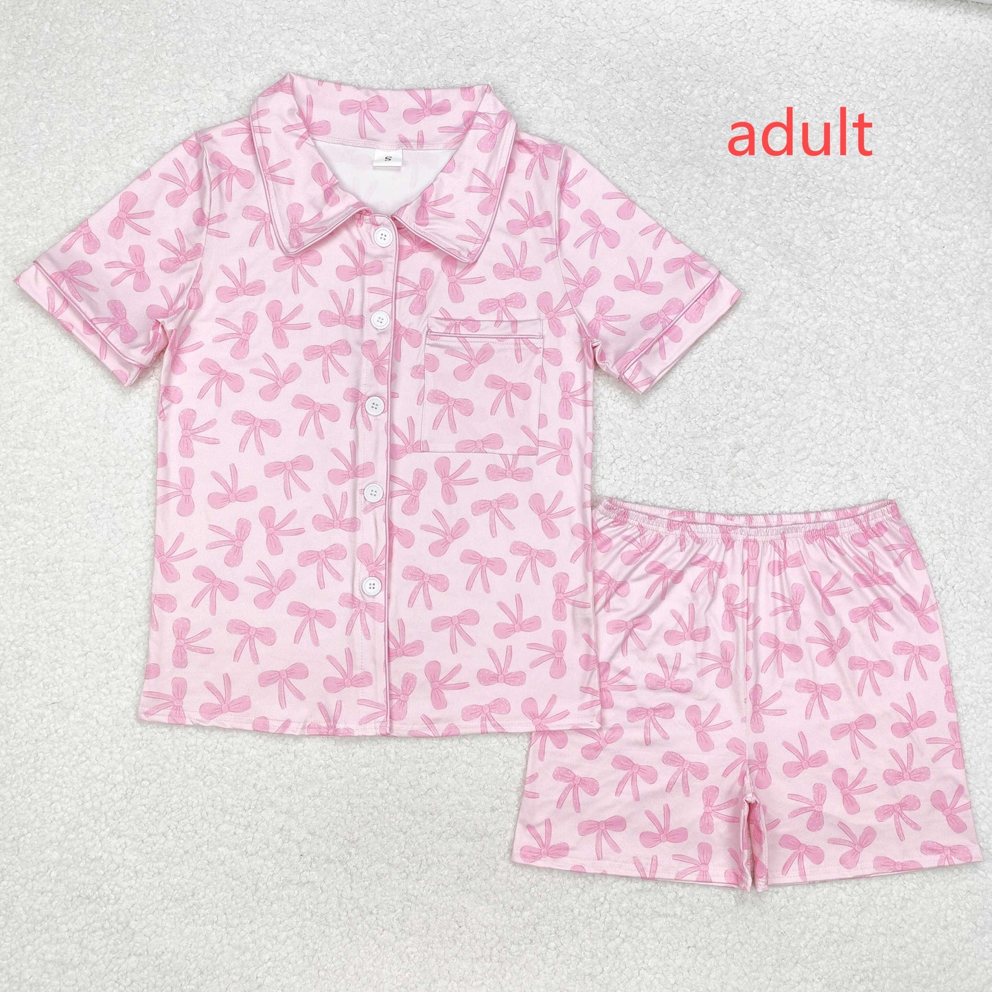 RTS NO MOQ Adult Girls Button Cardigan Short Sleeve Shorts Pajama Set: Leopard & Geometric Stripes