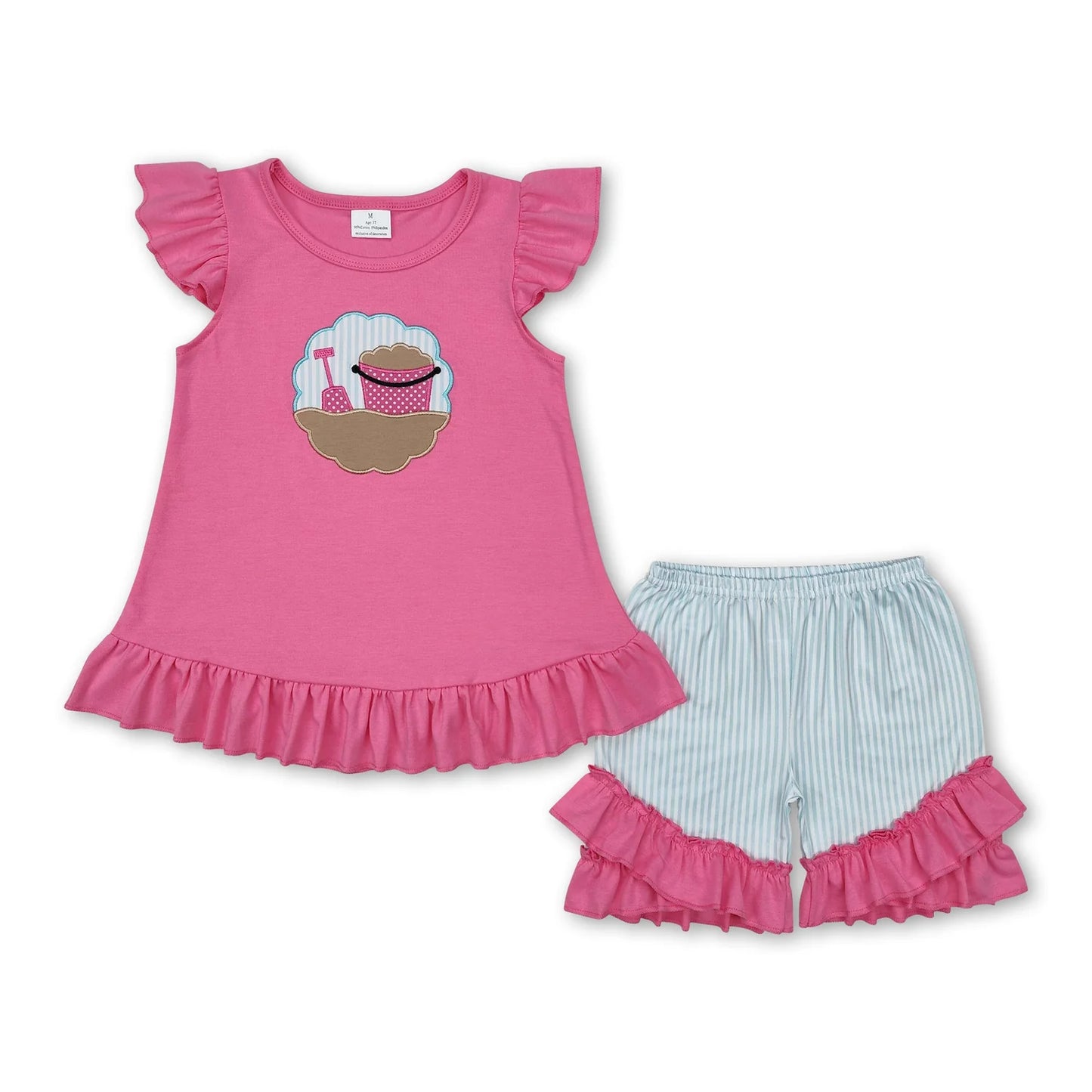 RTS NO MOQ Sibling milk silk Baby Girls Boys Casual Summer Beach Top Shorts Set