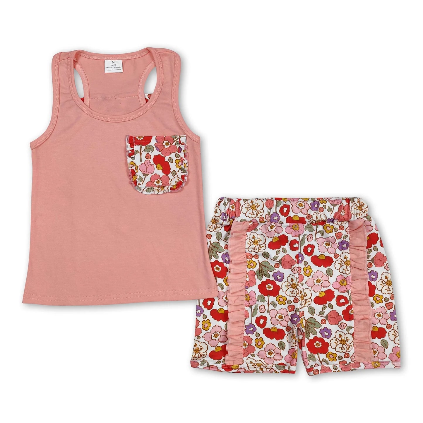 RTS NO MOQ Sibling milk silk Baby Girls Pocket Bow Vest Ruffle Leopard Shorts Clothes Set
