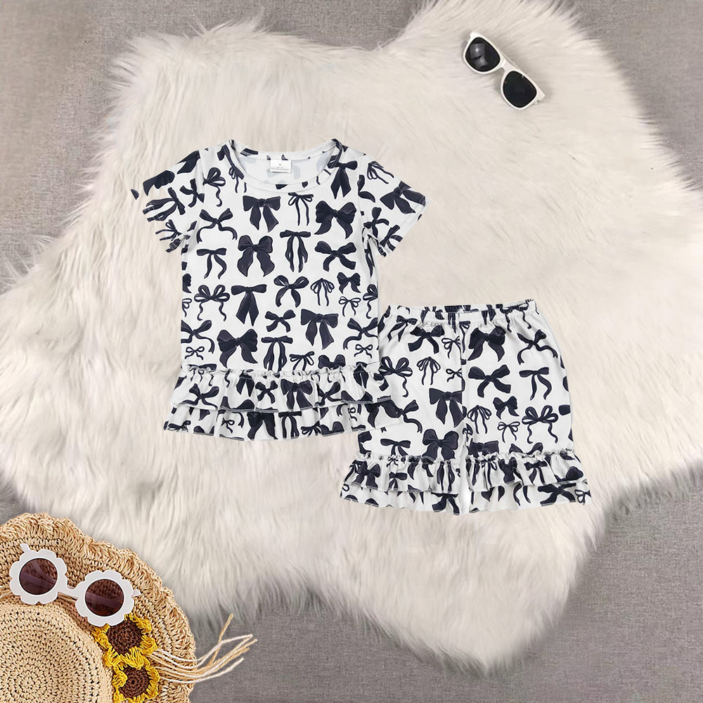 RTS NO MOQ Sibling baby Girls Boys bow short sleeve shorts sets and jumpsuit rompers Clothes
