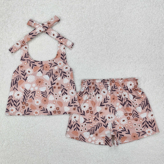 RTS NO MOQ ETA 5/7days Arrived GSSO1870 Flower leaf sleeveless shorts set