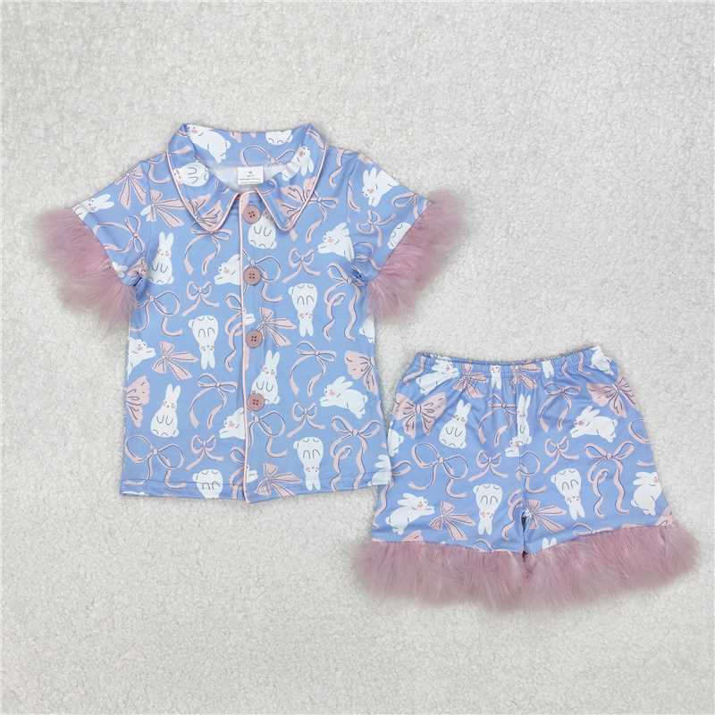 RTS NO MOQ baby Girls Clothes easter short sleeve shorts Sets and romper and dress