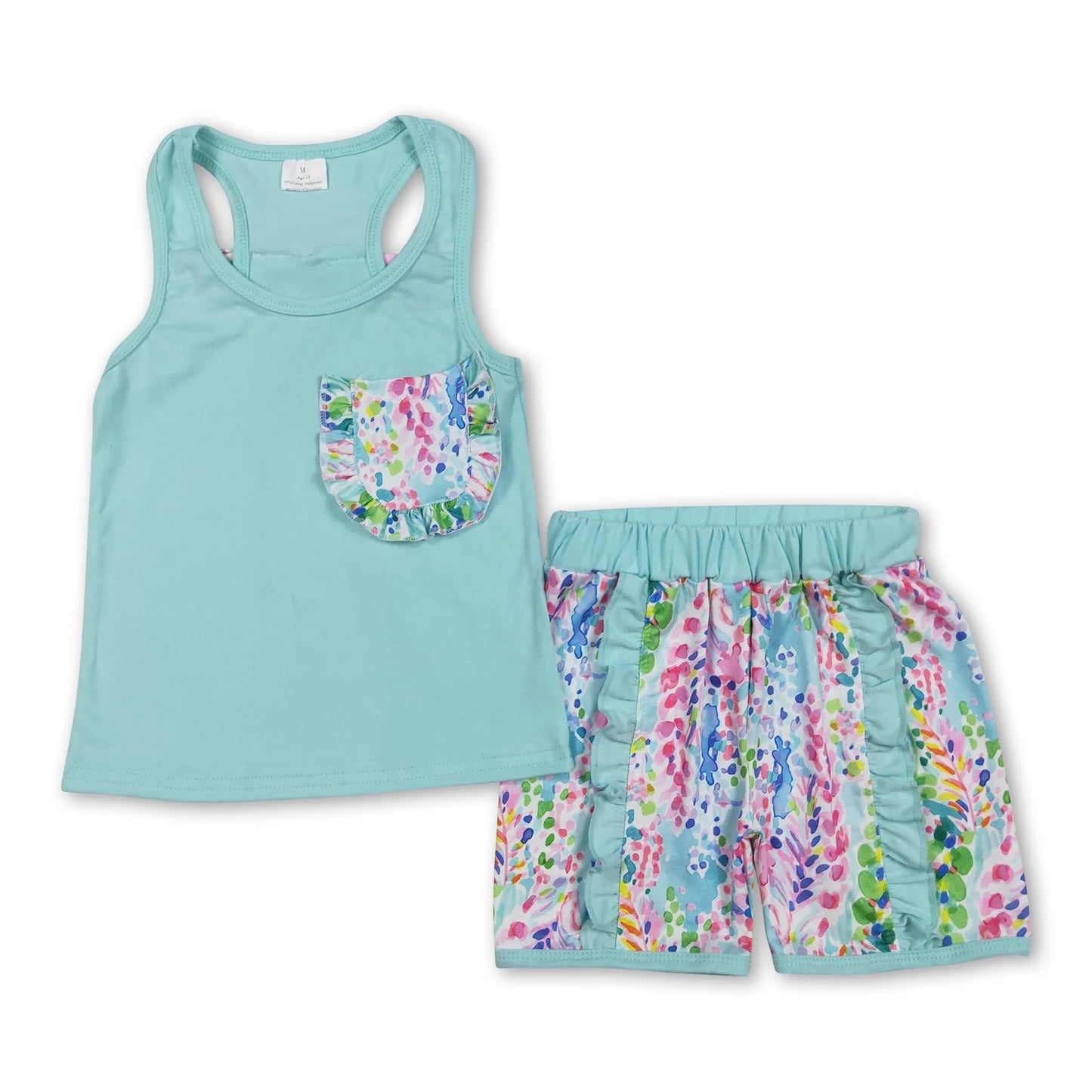 RTS NO MOQ Sibling milk silk Baby Girls Pocket Bow Vest Ruffle Leopard Shorts Clothes Set
