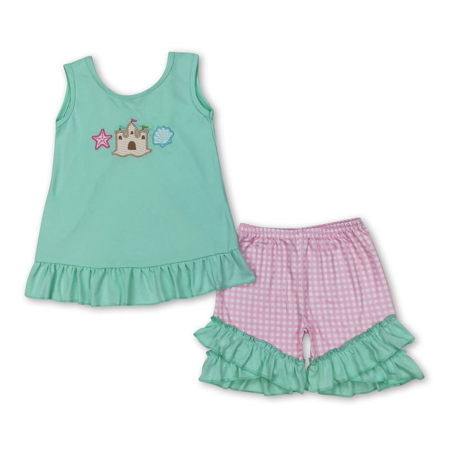 RTS NO MOQ Sibling milk silk Baby Girls Boys Casual Summer Beach Top Shorts Set