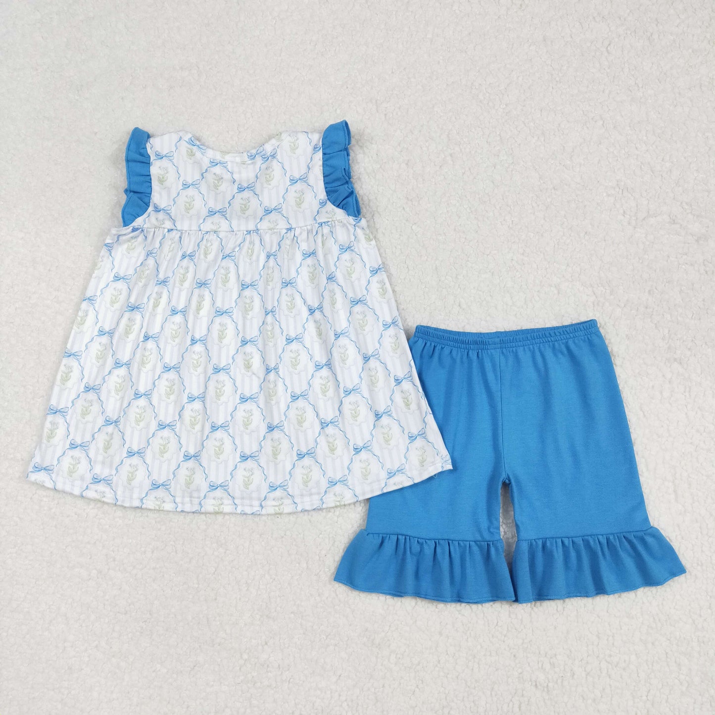 RTS Boys and girls floral Short Sleeve Shorts sets romper dress