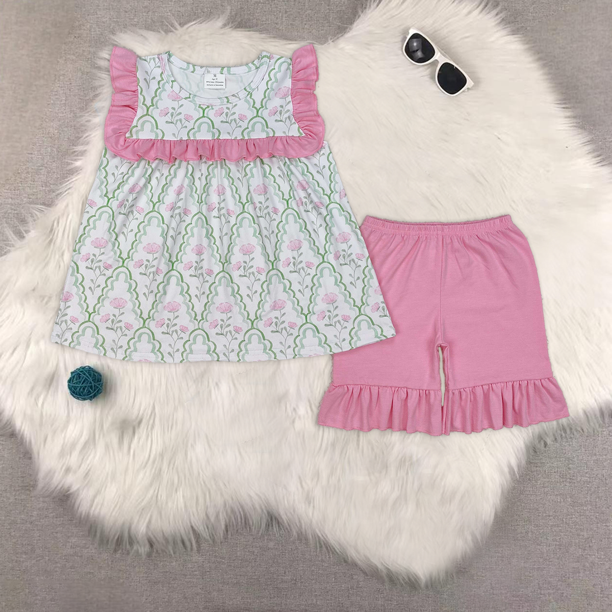 RTS NO MOQ baby girls Clothes short sleeve shorts Sets