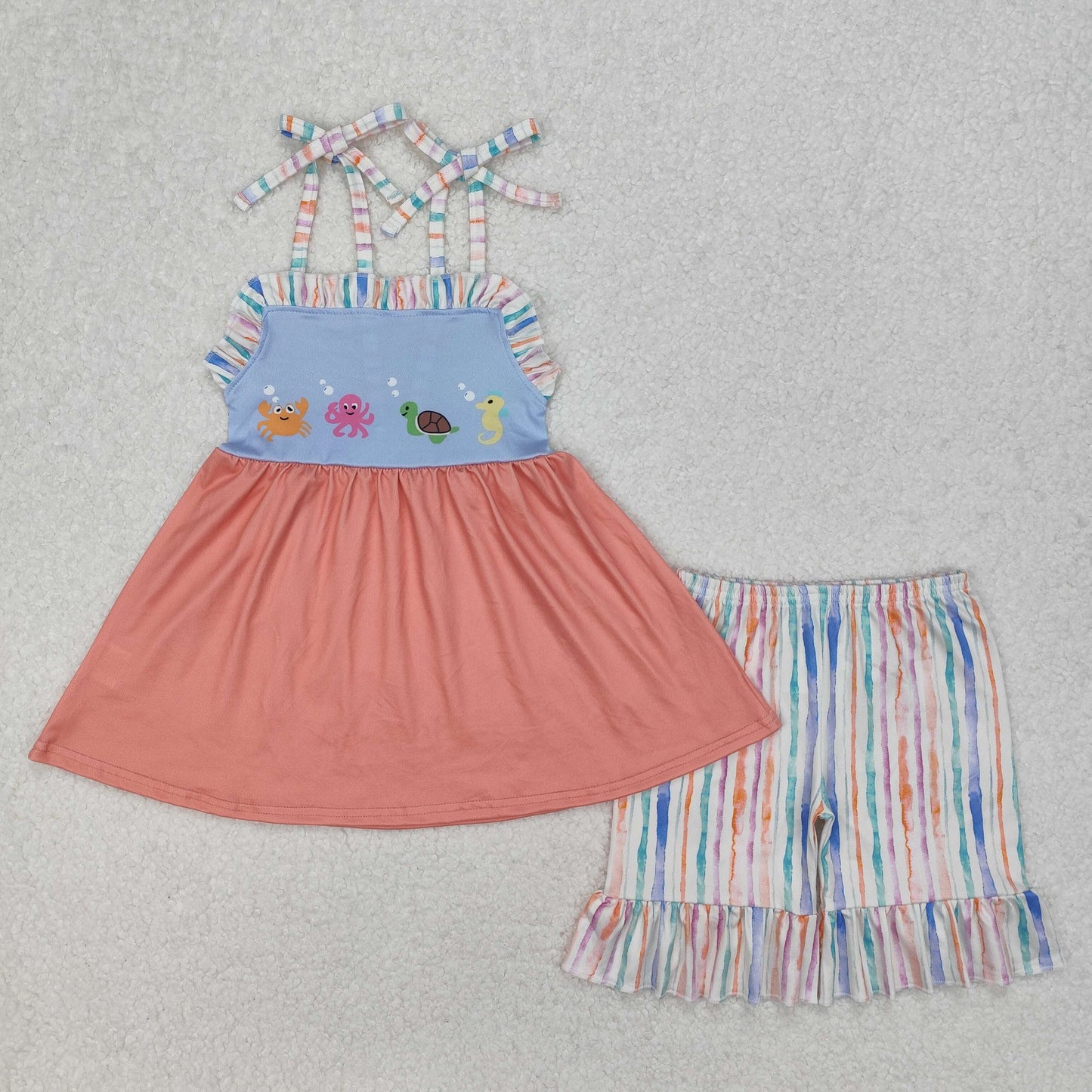 RTS NO MOQ baby Girls Clothes short sleeve shorts Sets
