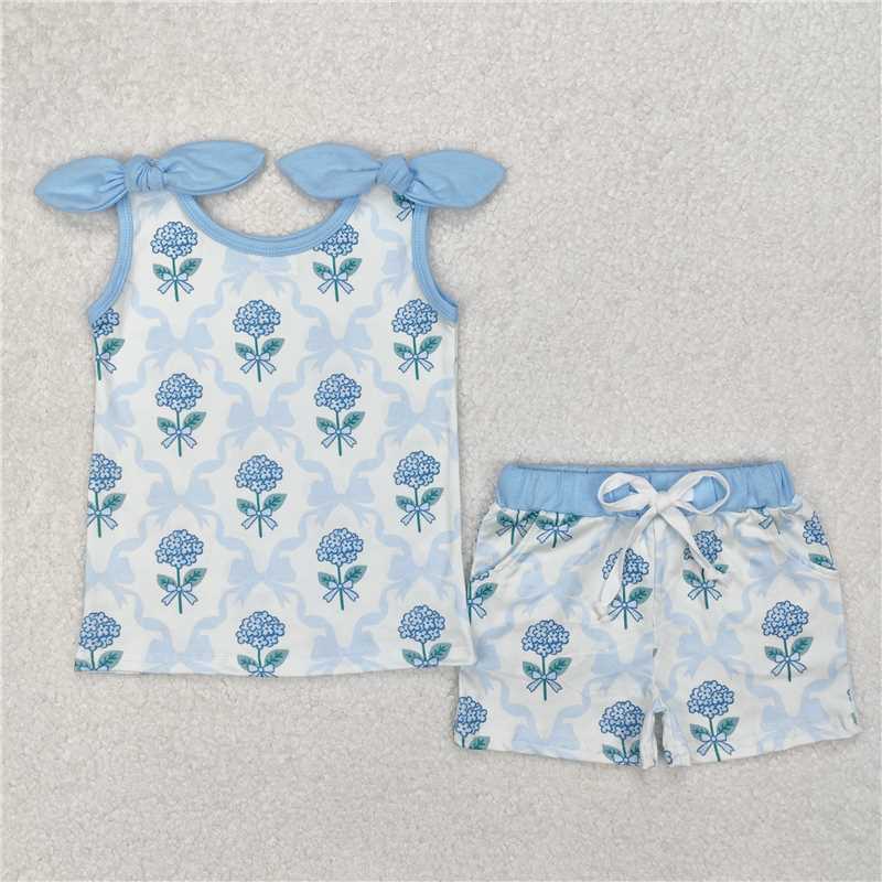 RTS NO MOQ Girls clothes floral short sleeve Clothes Sets