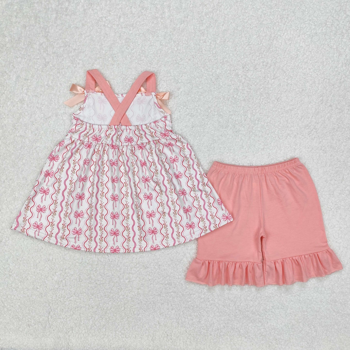 RTS NO MOQ baby Girls Clothes floral short sleeve shorts Sets and romper and dress