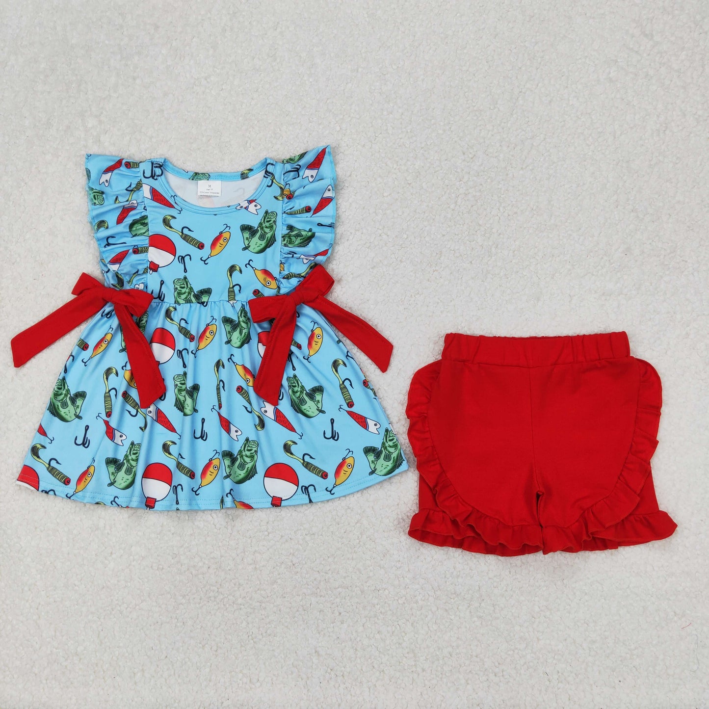 RTS Boys and girls fishing Short Sleeve Shorts sets dress romper tops