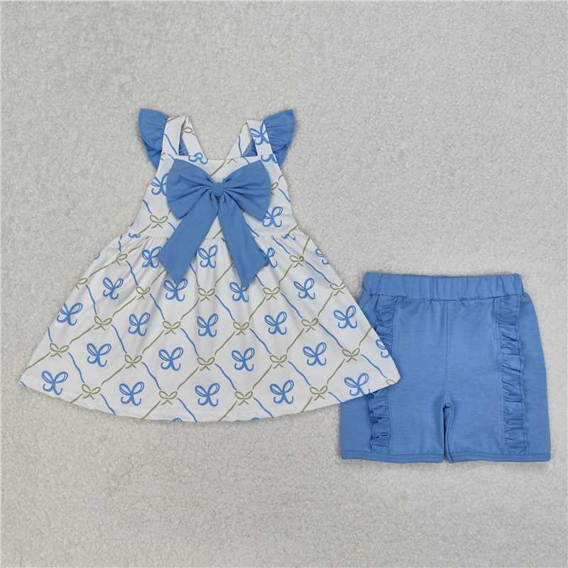 RTS NO MOQ baby girl clothes bow floral short sleeve Rompers Clothes Sets
