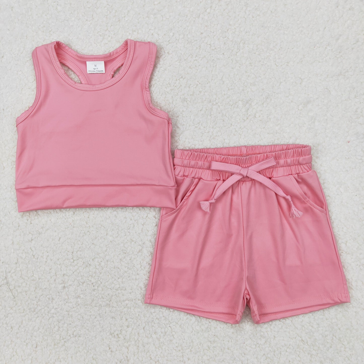 RTS NO MOQ ETA 5/7days Arrived GSSO2130 Pure pink sleeveless shorts yoga set