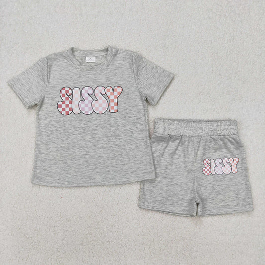 Best Sell RTS Baby Girls Grey Sports Clothes Set with Top And Shorts Comfortable Cotton Outfit for Toddlers
