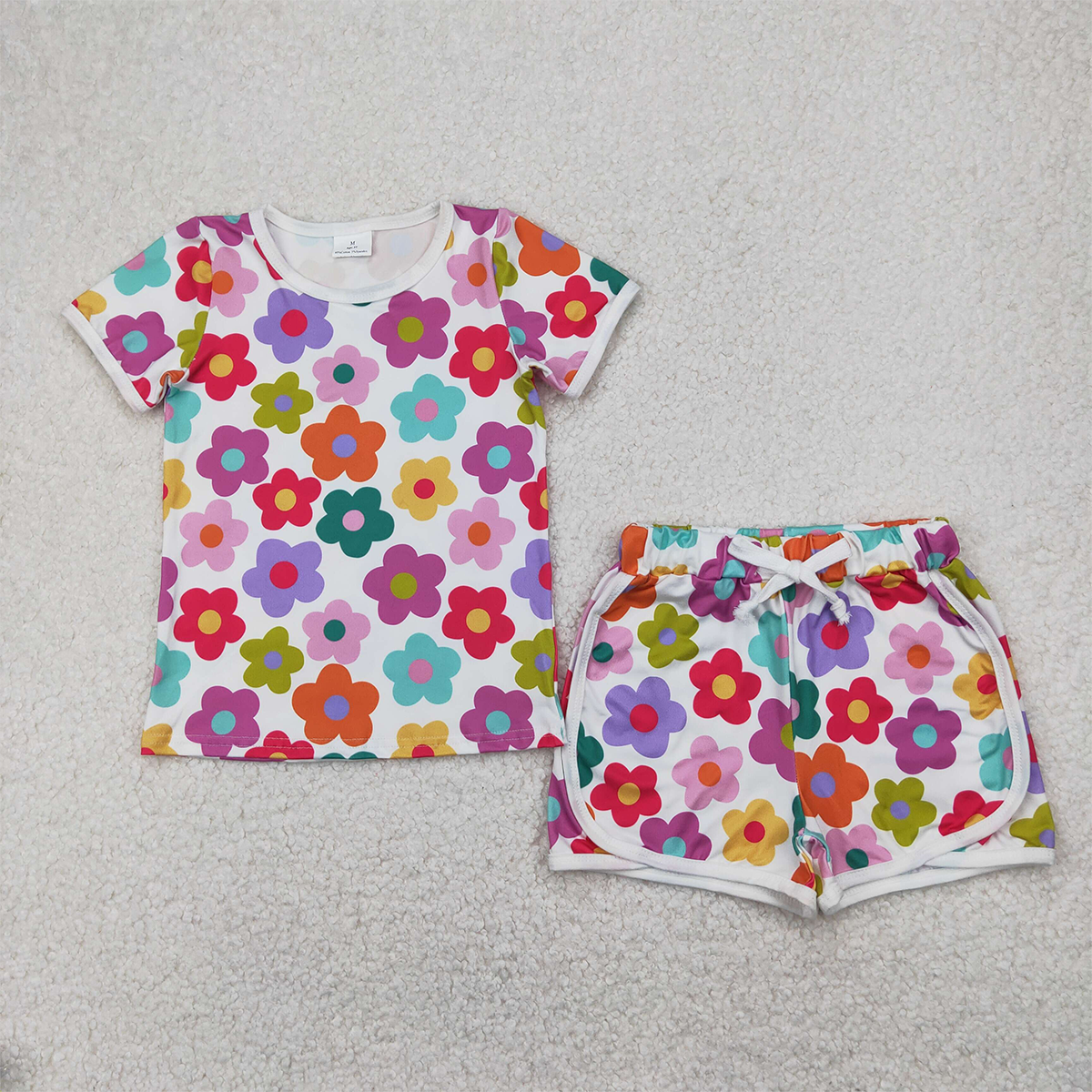 RTS NO MOQ Sibling baby girl clothes floral short-sleeved shorts sets