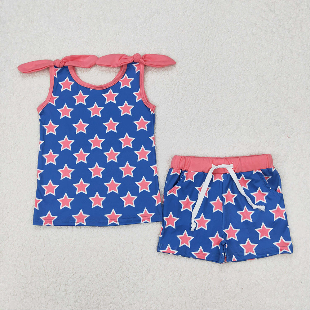 RTS NO MOQ baby Girls Clothes short sleeve shorts Sets