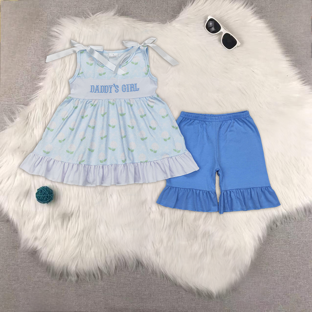 RTS NO MOQ Embroidery daddy short-sleeved shorts suit & short-sleeved sets