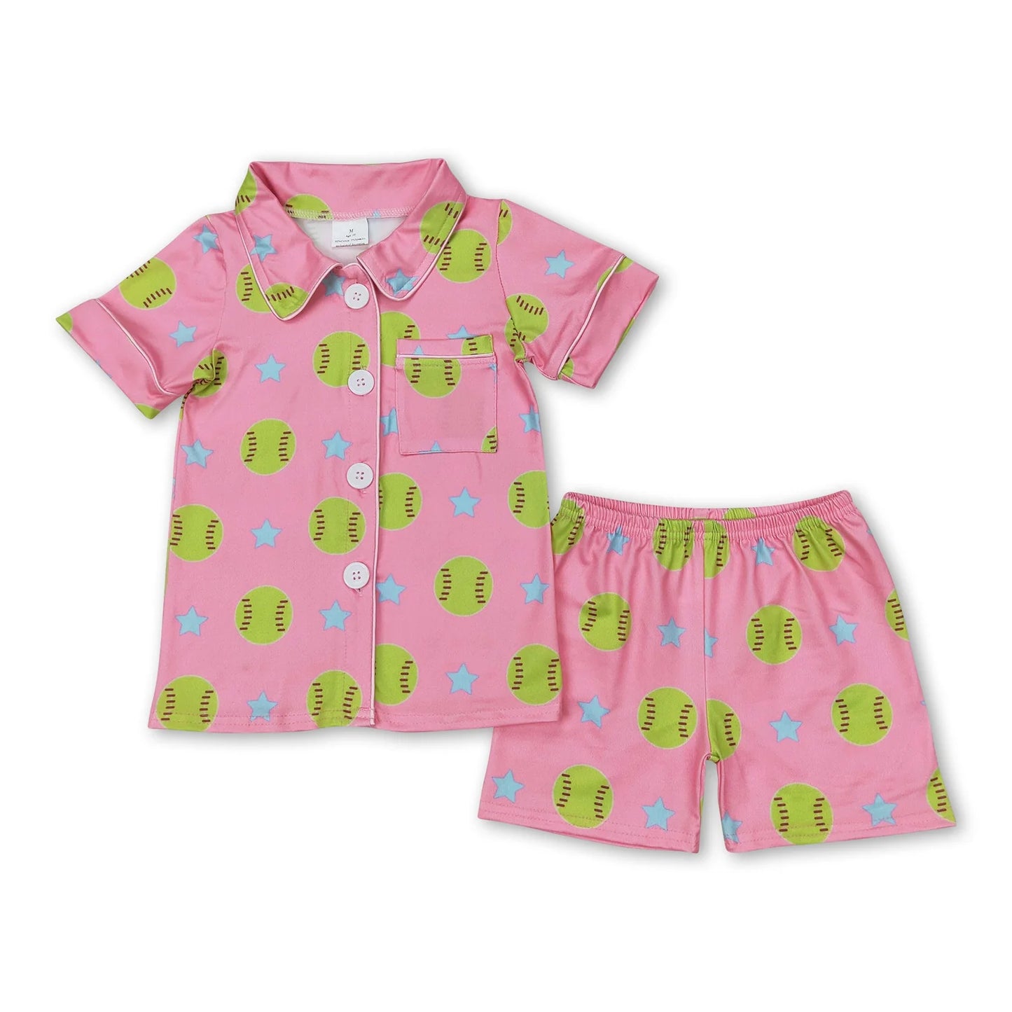RTS NO MOQ Sibling milk silk Baby Girls Button Top Shorts Two Piece Pajama Set