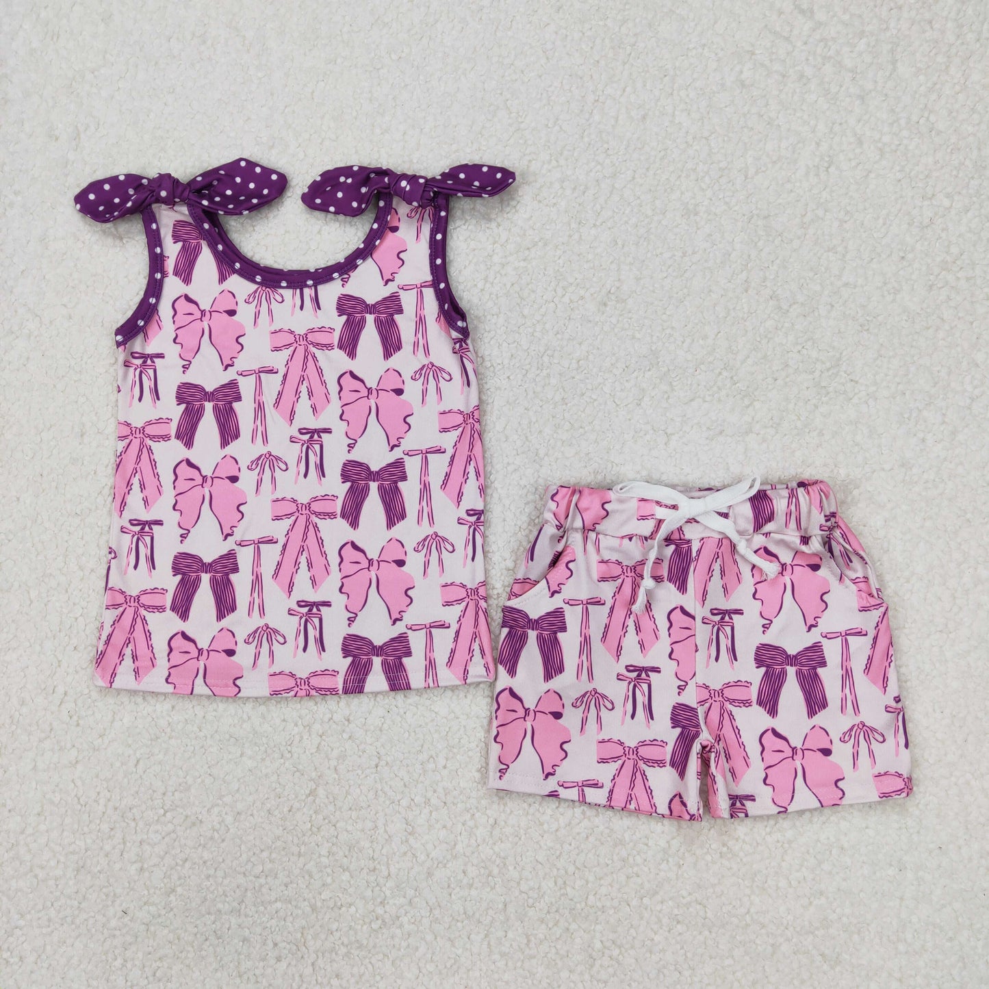 RTS NO MOQ girls short-sleeved shorts suit & short-sleeved set