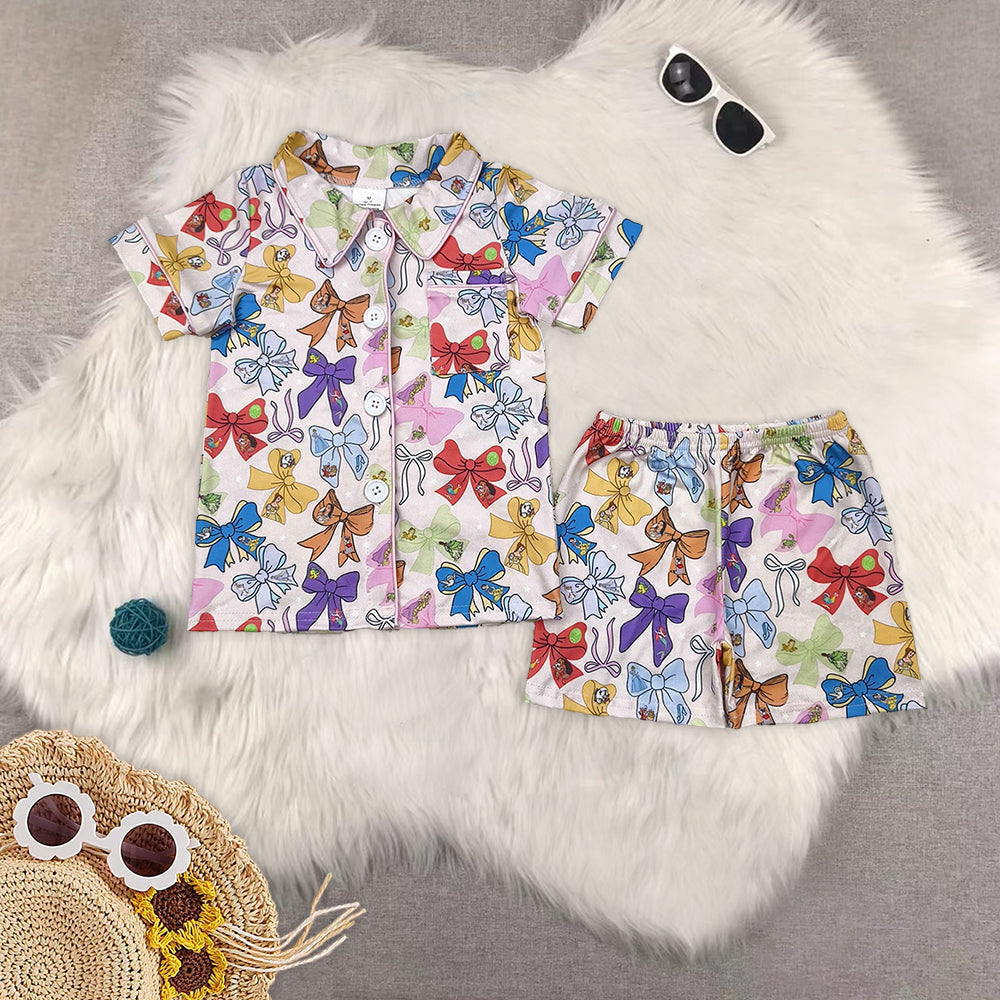 RTS NO MOQ Sibling baby girl Clothes bow short sleeve shorts Sets